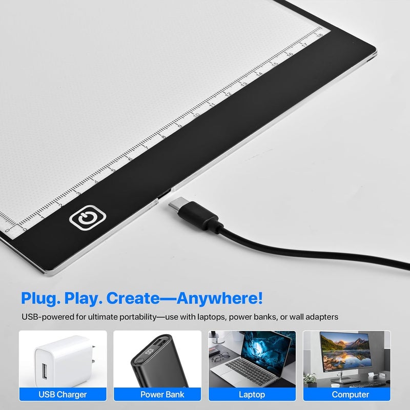 WELLFAR A5 LED Light Box for Tracing and Drawing - Ultra-Thin Adjustable Light Table/Board, USB-Powered Tracing Light Pad for Artists, Tattoo Transferring, Sketching, Animation, Stenciling, and Crafting. - Image 4